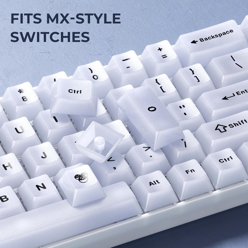 HITIME أغطية مفاتيح XVX بيضاء، أغطية جلي م透明ة 60 65 75 100 بالمئة، مجموعة أغطية مفاتيح مخصصة شفافة لطيفة 124 مفتاح لأجهزة الكمبيوتر الميكانيكية للألعاب (بروفايل شيري) - Image 5